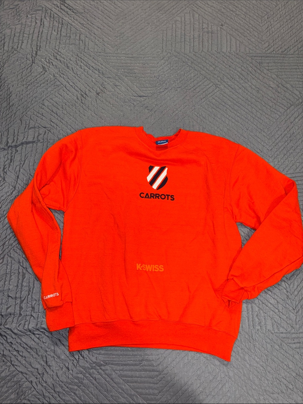 CARROTS x K-Swiss Collab Bright Orange Men's Crewneck Sweater New w/o Tags